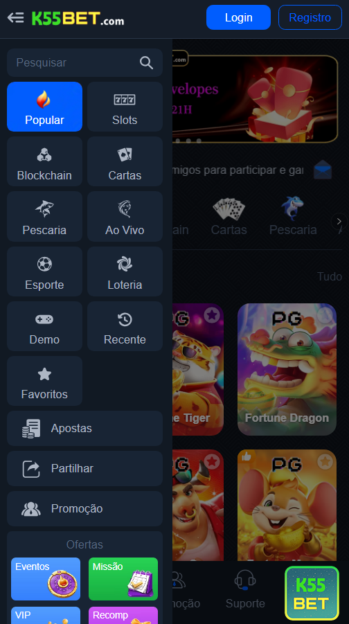 k55bet.com Game Categories